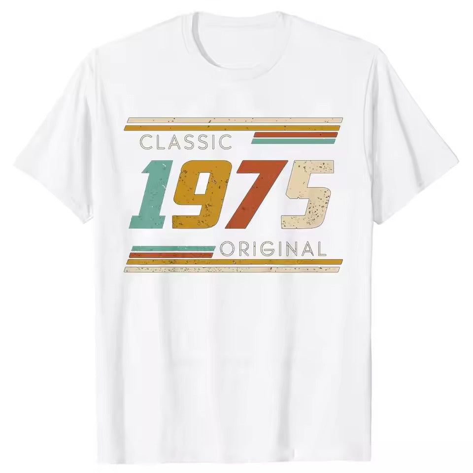 2025 50th Birthday Vintage Made In 1975 50 Years Old T Shirts Summer Husband Wife Dad Streetwear Short Sleeve T-shirt Mens Clothing