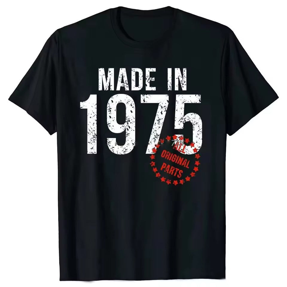 Ceremony 50 year Gift Idea In 1975 All Original Parts T-shirt Men Clothing Casual Tops Tees Men  Oversized Tshirt