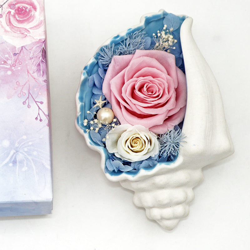 Mother's Day Preserved Eternal Fresh Flowers with Shell Box Gift Idea Valentine's day women's day