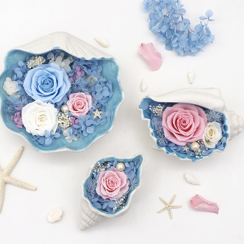 Mother's Day Preserved Eternal Fresh Flowers with Shell Box Gift Idea Valentine's day women's day