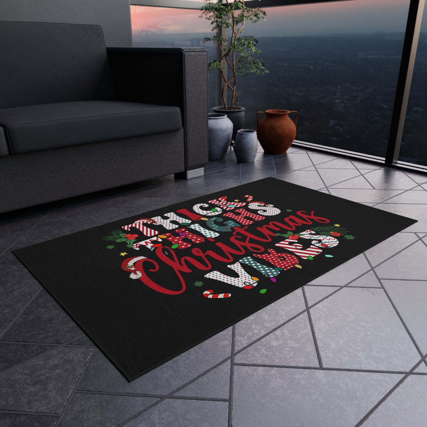 Thick Thigh Christmas Vibes Outdoor Rug