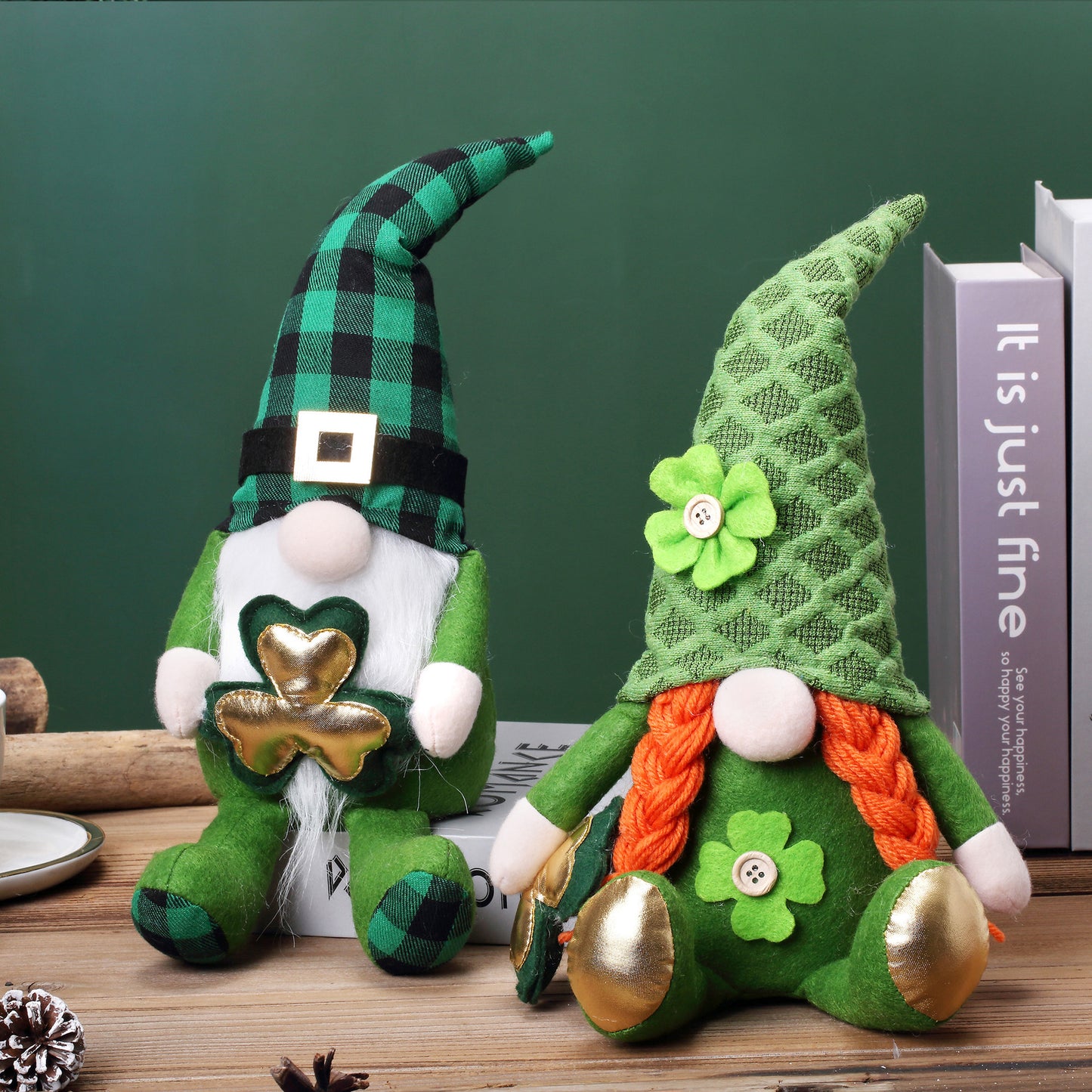 St. Patrick's Day Dolls couple set - Rudolph Doll Irish Festival Clover Gift Ideas