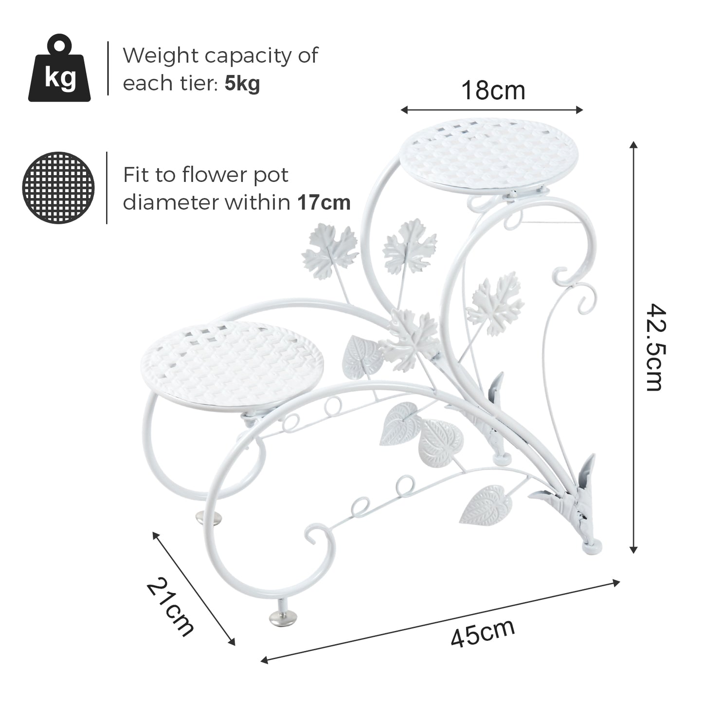 (2PCS Rustproof Metal Stand) Heart shape Flower Garden Display Rack Shelf