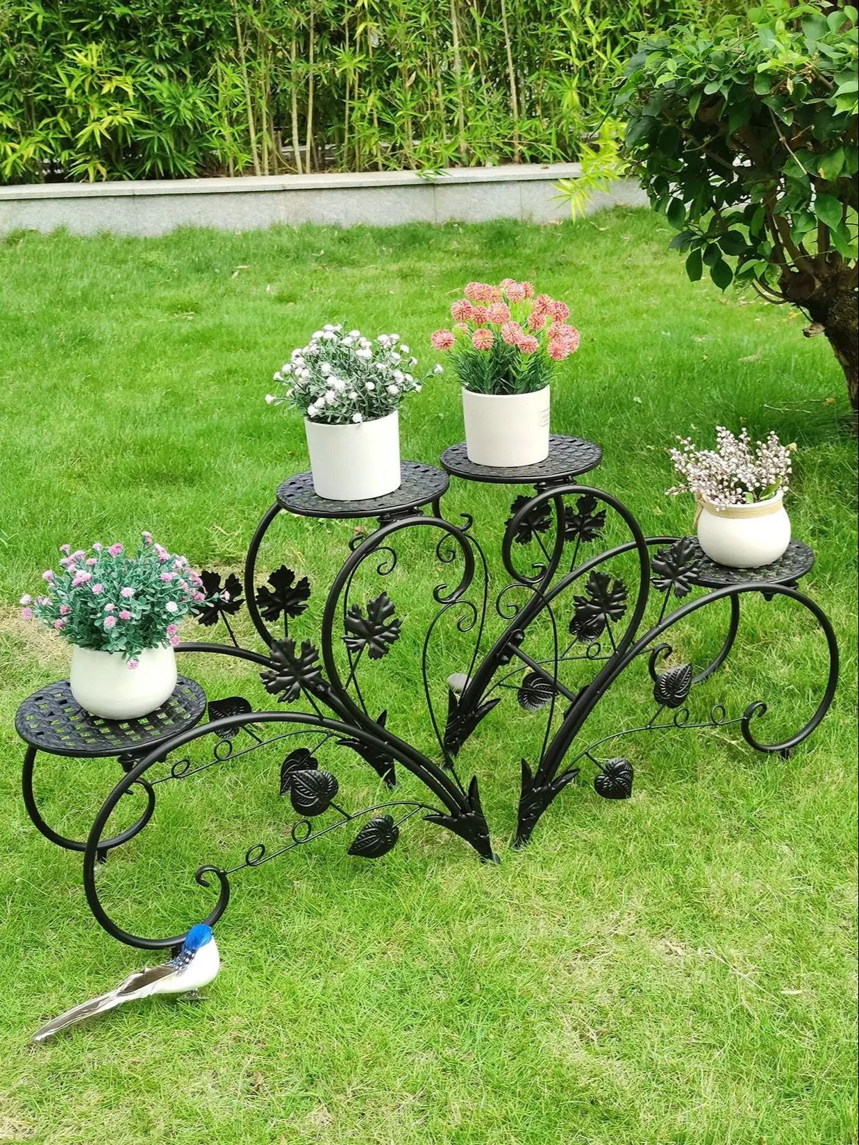 (2PCS Rustproof Metal Stand) Heart shape Flower Garden Display Rack Shelf