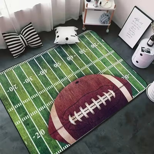 American Football Field Print Rug Non-slip Rugby Pattern Gaming Area Carpet for Room Decor Living Room Bedroom Home Decor Gift