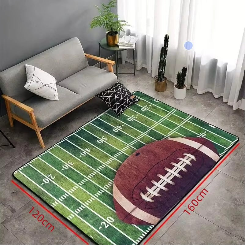 American Football Field Print Rug Non-slip Rugby Pattern Gaming Area Carpet for Room Decor Living Room Bedroom Home Decor Gift