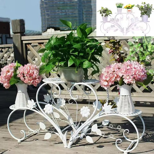 (2PCS Rustproof Metal Stand) Heart shape Flower Garden Display Rack Shelf