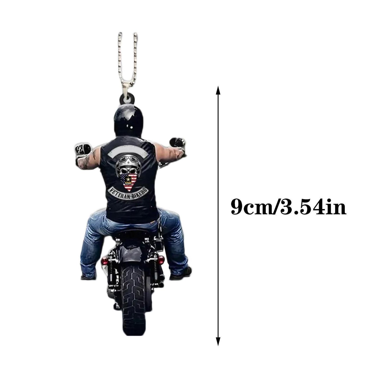 Veteran Biker Car Flat Pendant - Motorcycle Bikers Car Accessories Rearview Mirror Pendant