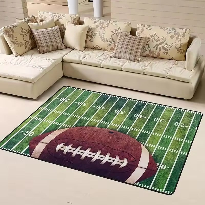 American Football Field Print Rug Non-slip Rugby Pattern Gaming Area Carpet for Room Decor Living Room Bedroom Home Decor Gift