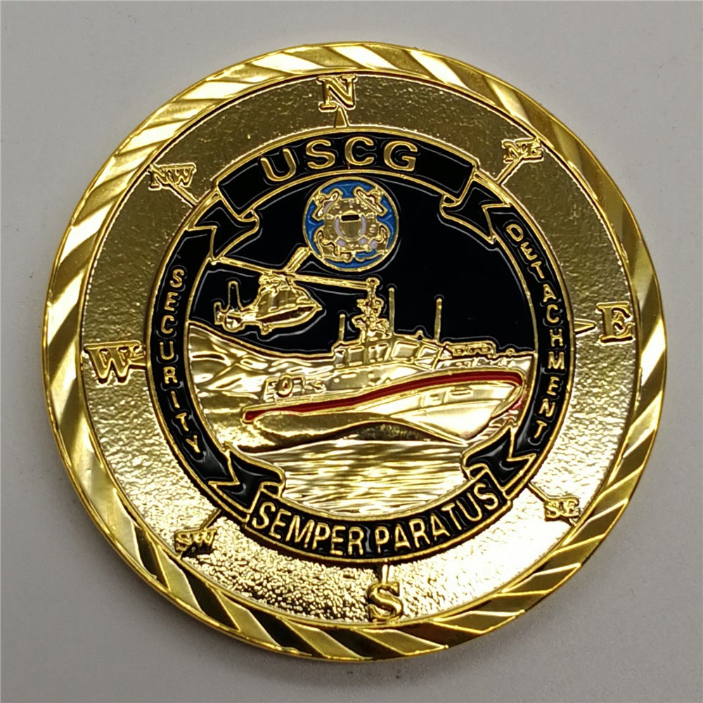 USCG Veteran Golden Plated Commemorative Coin - United States Coast Guard Souvenir Coin - Semper Paratus