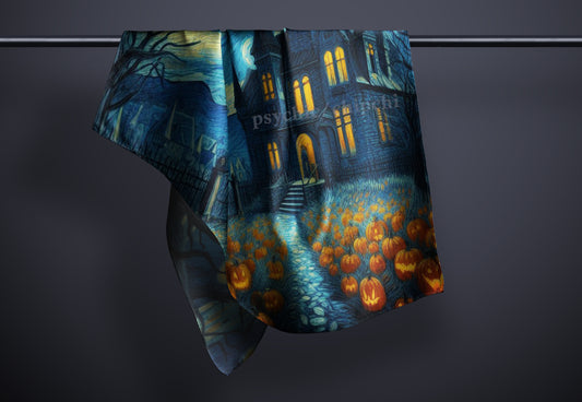 (Psychic Decor & Chipchi) Haunted House Vgogh theme Satin Silk Scarf