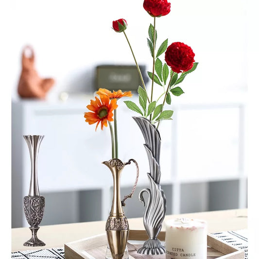 Retro Metal Vase - Antique Classic Vintage Decor - Wedding Decoration