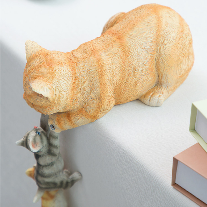 Cute Cats and Bears Sculptures holding hands Statues